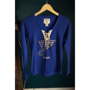 Womens Small St. Louis Blues Long Sleeve Blue  NHL Hockey Shirt